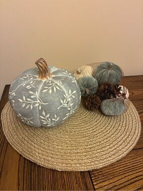 Hobby Lobby Gray/Gray blue Decorative Pumpkin Set